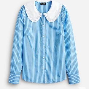 J Crew Ruffle-Collar Cotton Poplin Shirt